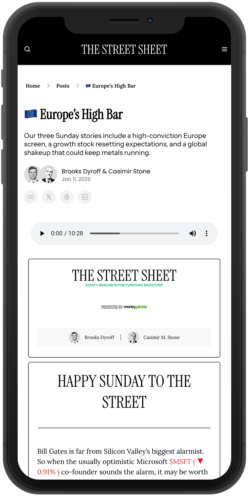 The Street Sheet newsletter placement