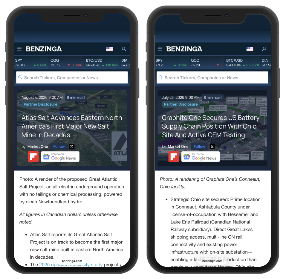 Sponsored article example on mobile